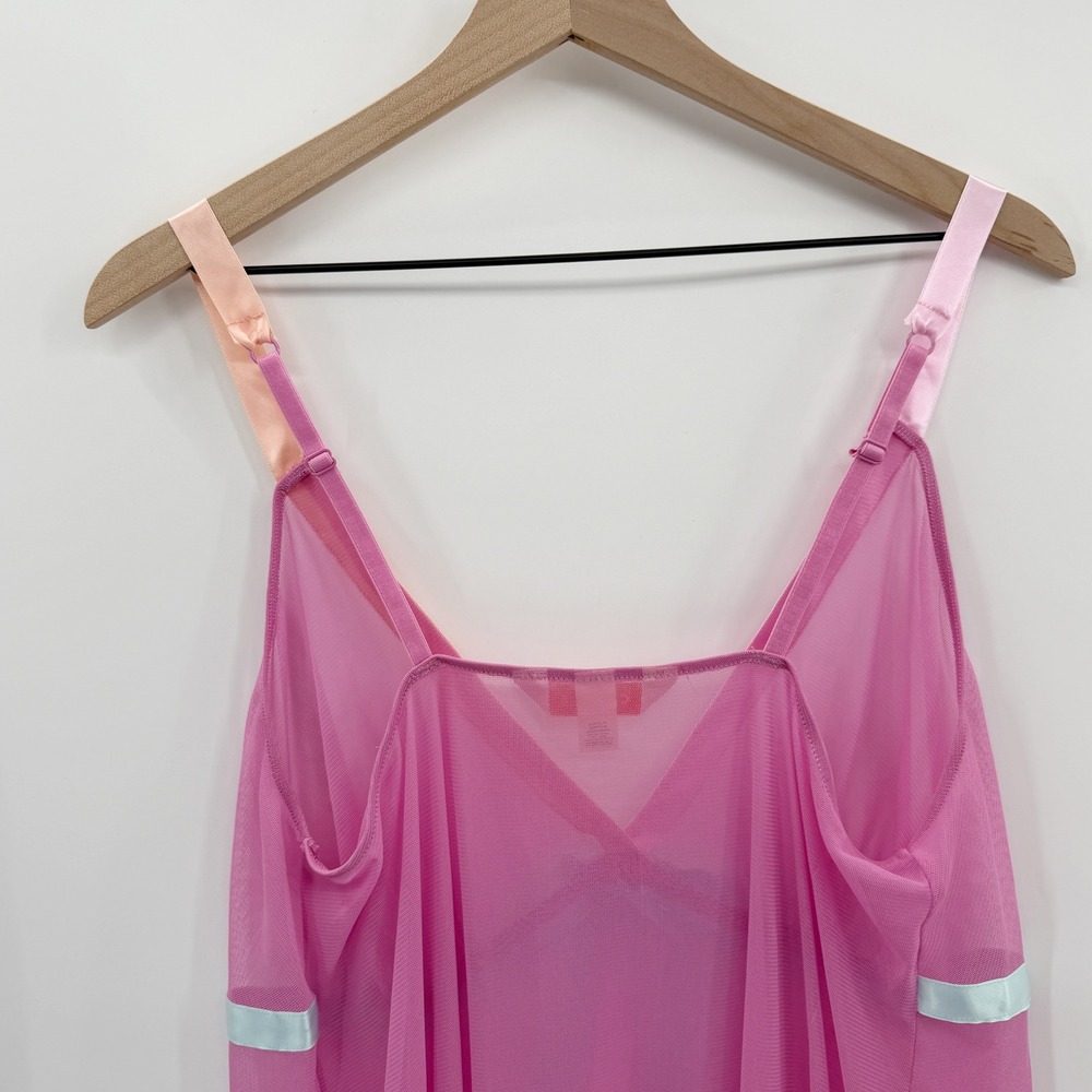 Vintage Y2K Cacique Babydoll Sheer Mesh Top / Mini Dress in Pink Size 18/20 - Picture 4 of 6